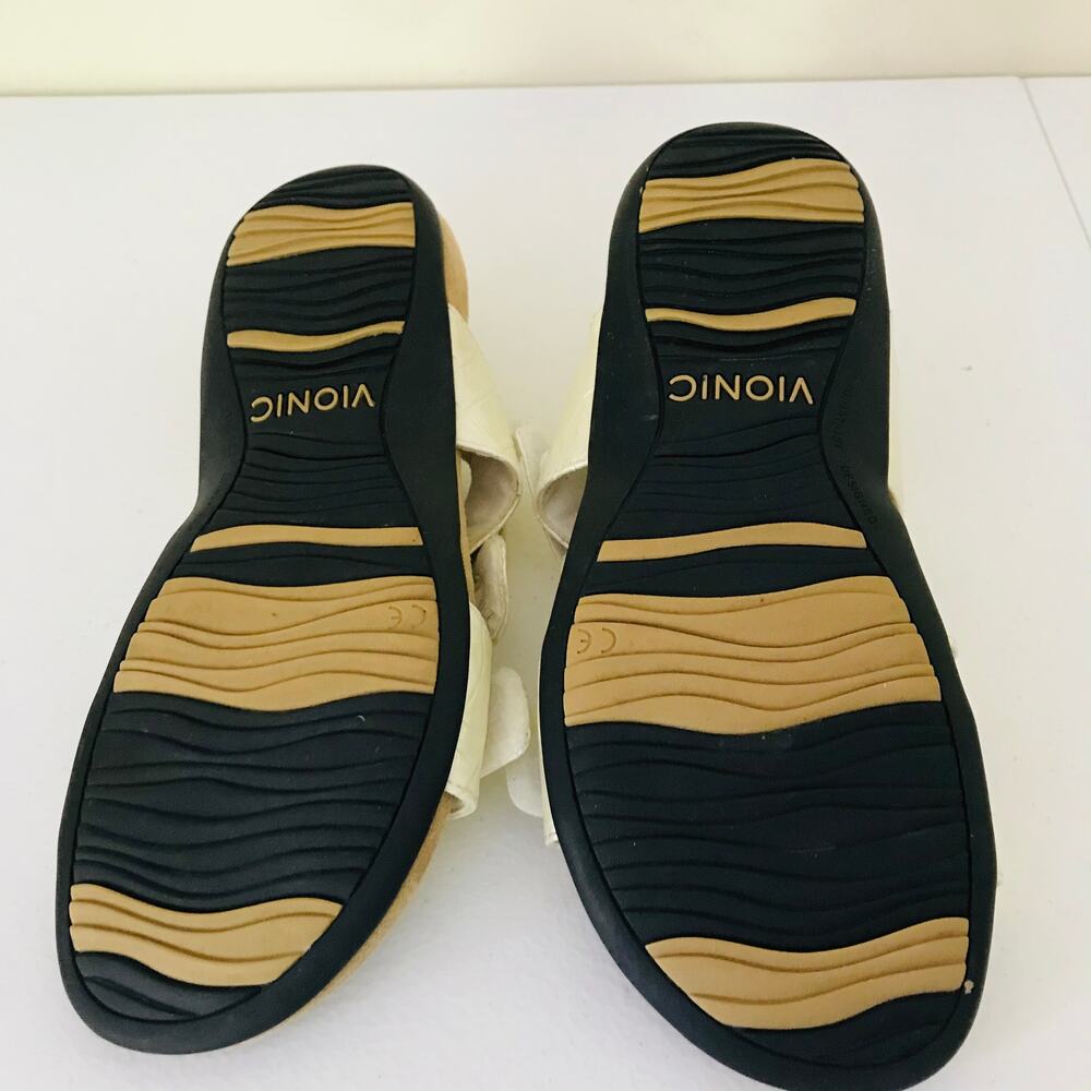 Vionic Women's Paros Comfort Flat Back Strap Sandals Cream Crocodile Size 7 - Picture 9 of 9
